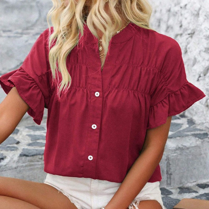 Evelina Ruffle Button Blouse