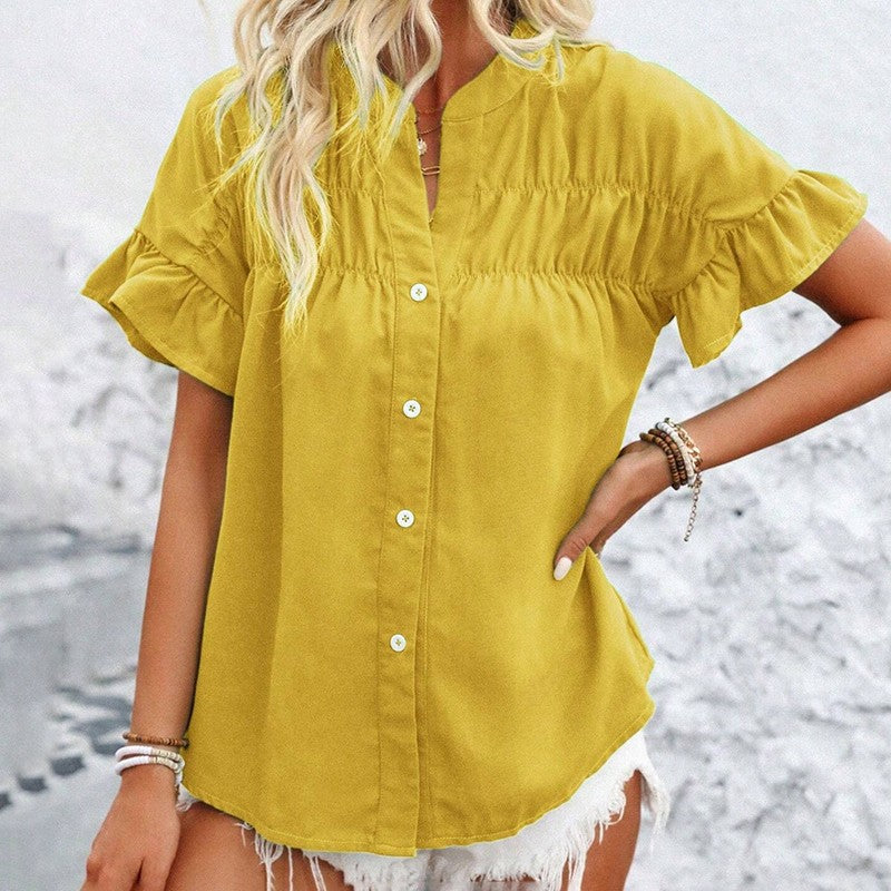 Evelina Ruffle Button Blouse
