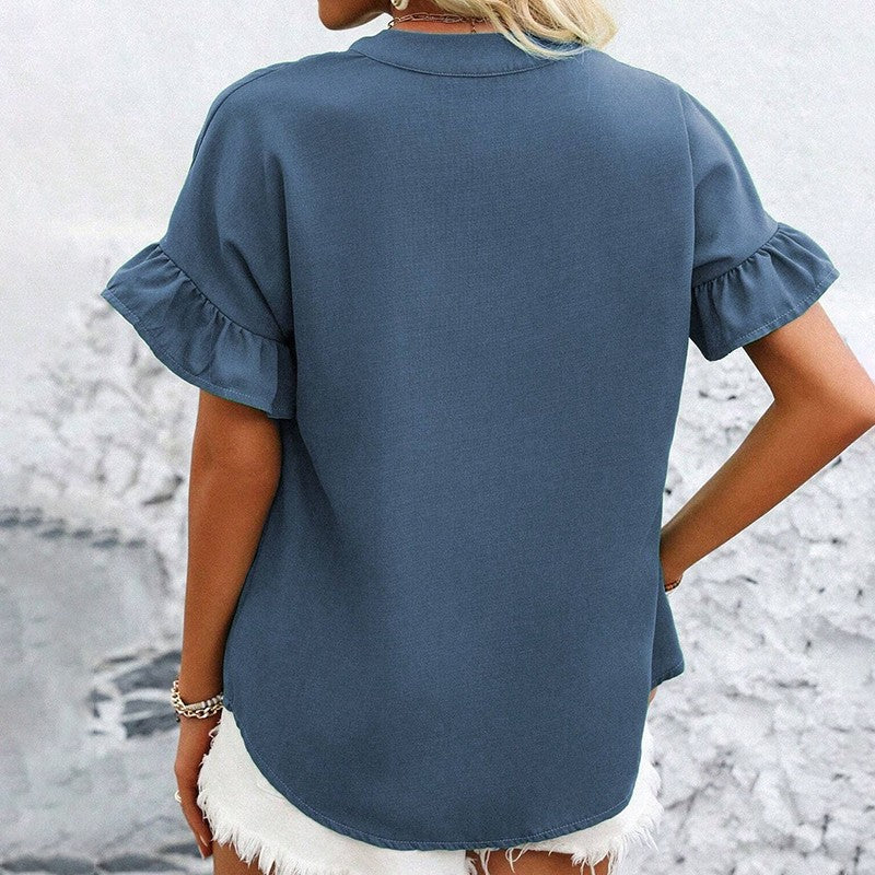 Evelina Ruffle Button Blouse