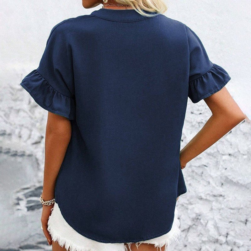 Evelina Ruffle Button Blouse