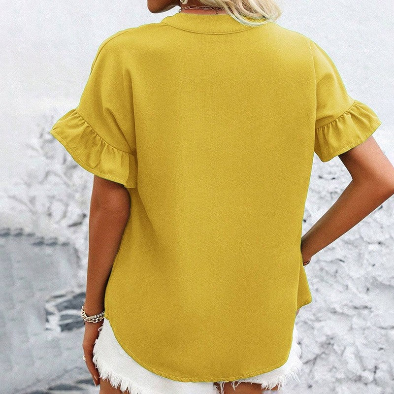 Evelina Ruffle Button Blouse