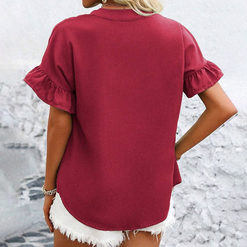 Evelina Ruffle Button Blouse