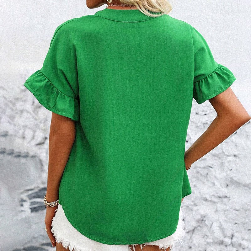 Evelina Ruffle Button Blouse