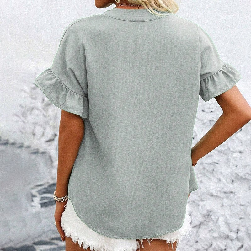 Evelina Ruffle Button Blouse
