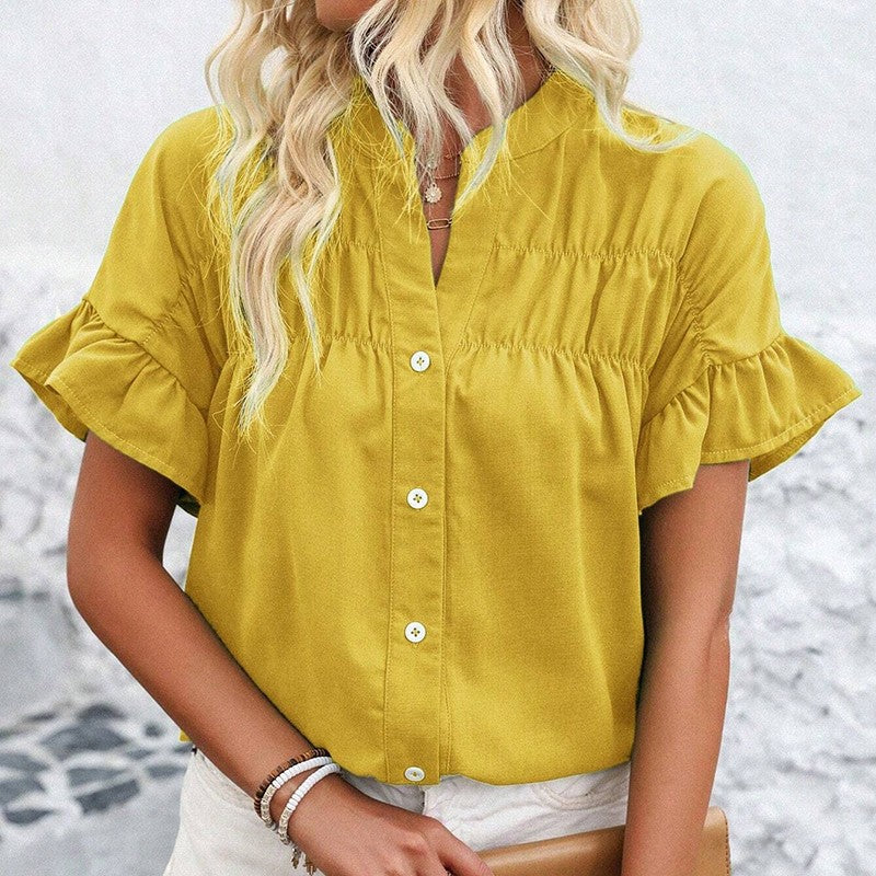 Evelina Ruffle Button Blouse