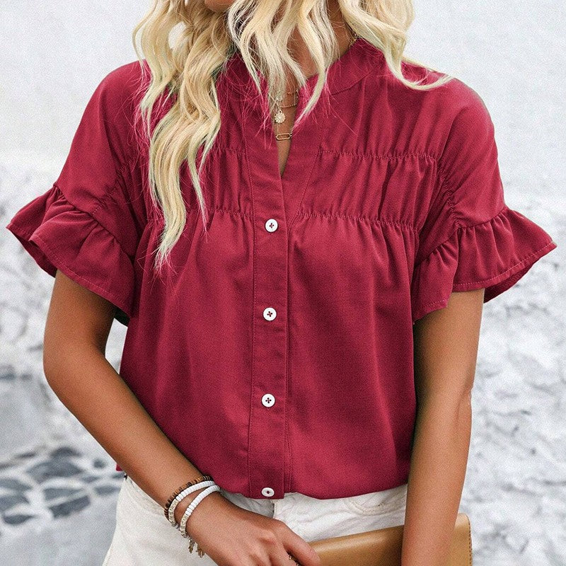 Evelina Ruffle Button Blouse