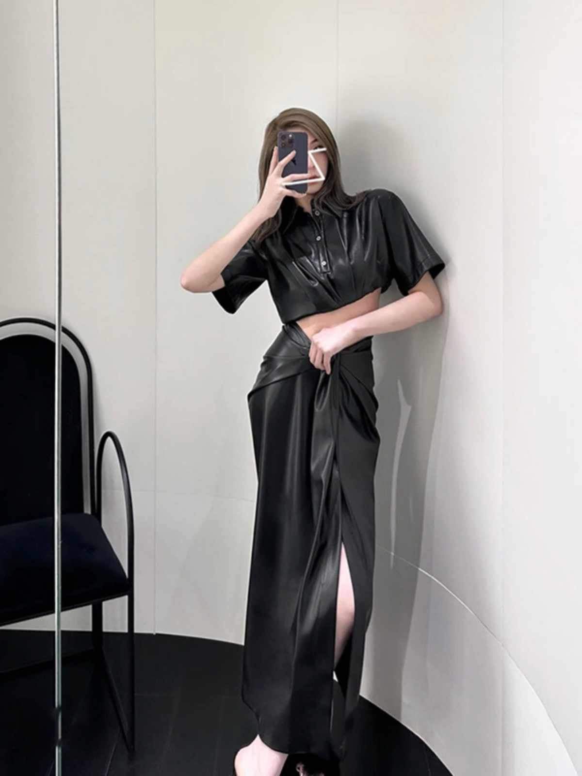 Kaelia Split-Hem Sheath Skirt