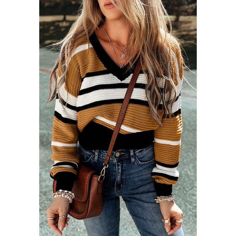 Mirella Stripe V-Neck Pullover