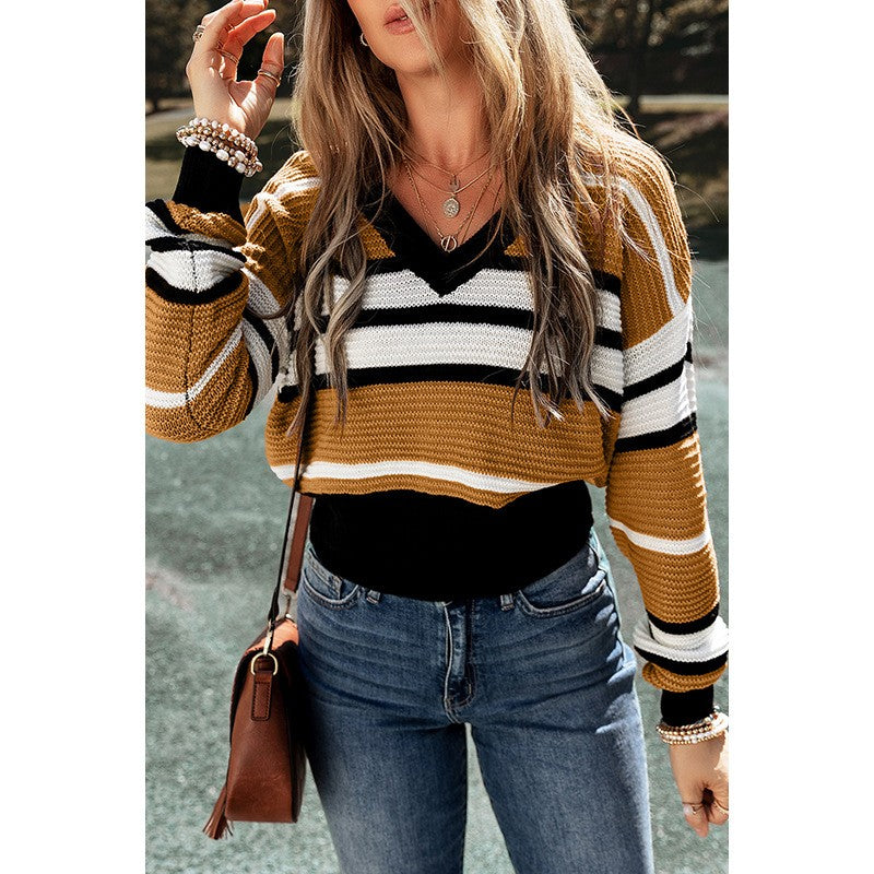 Mirella Stripe V-Neck Pullover