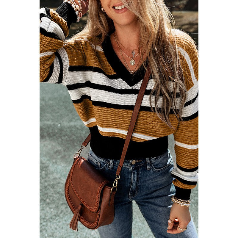 Mirella Stripe V-Neck Pullover