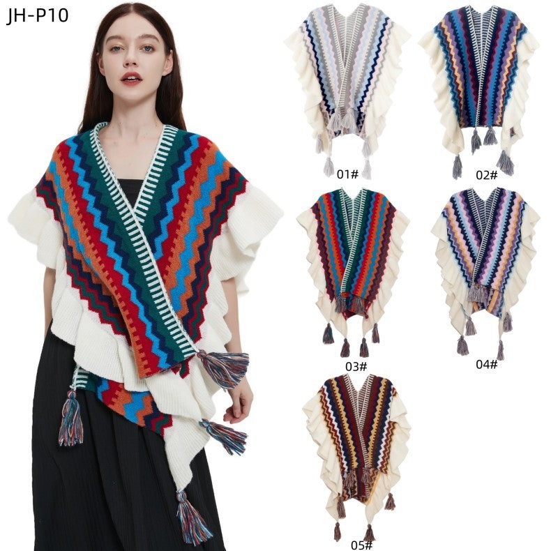 Neria Tassel Knit Shawl