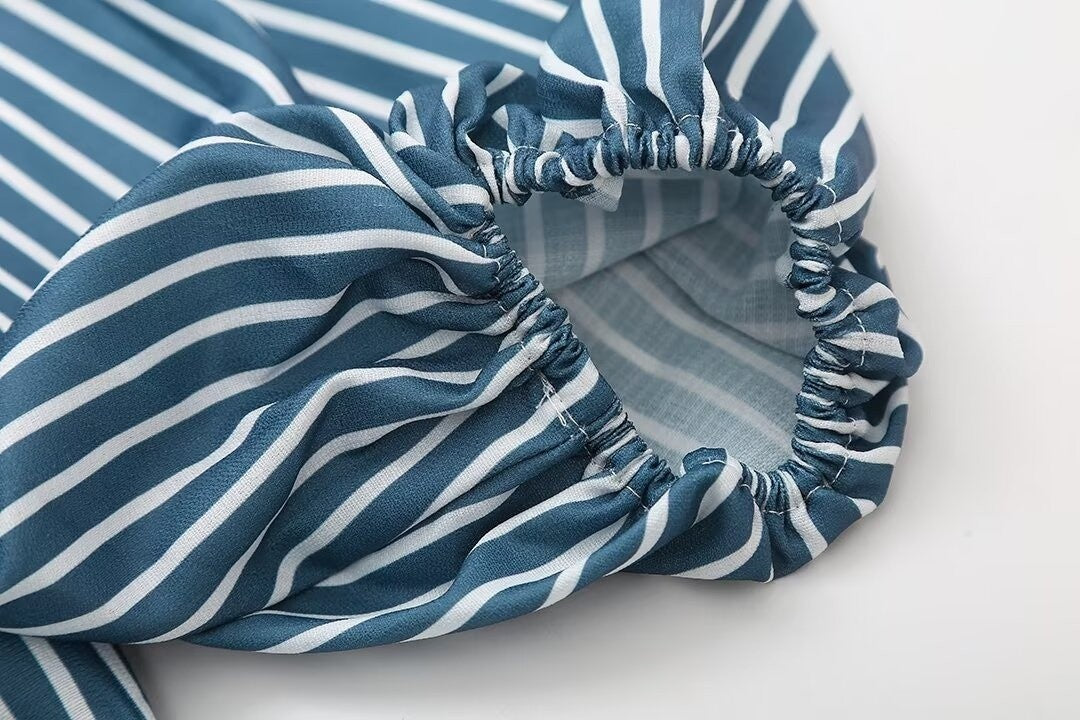 Selene Striped Bow Tie Top