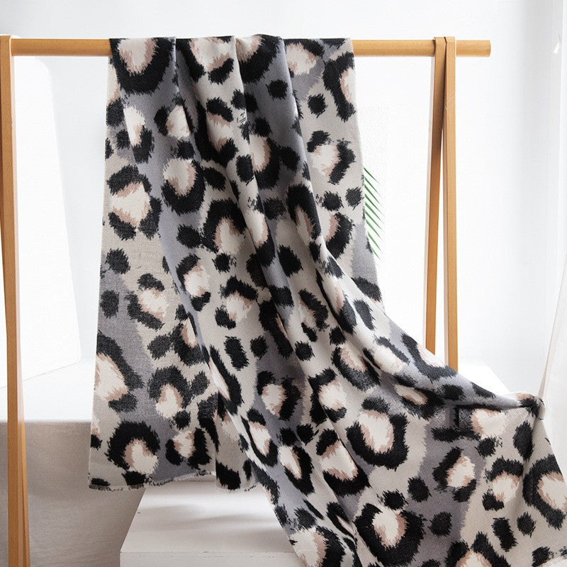 Thalia Leopard Cashmere-Feel Scarf