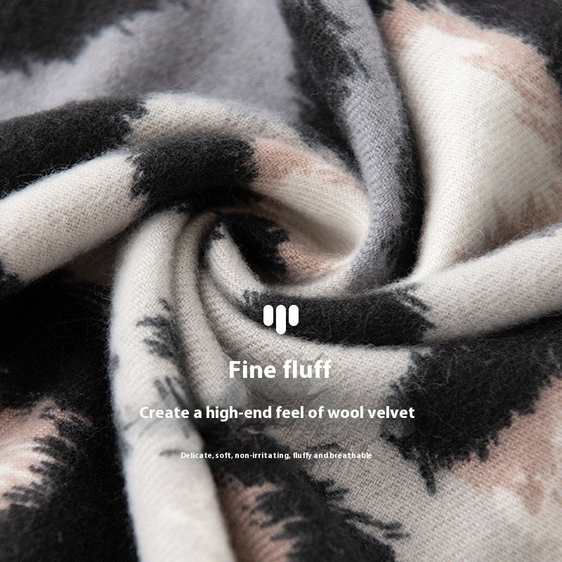 Thalia Leopard Cashmere-Feel Scarf