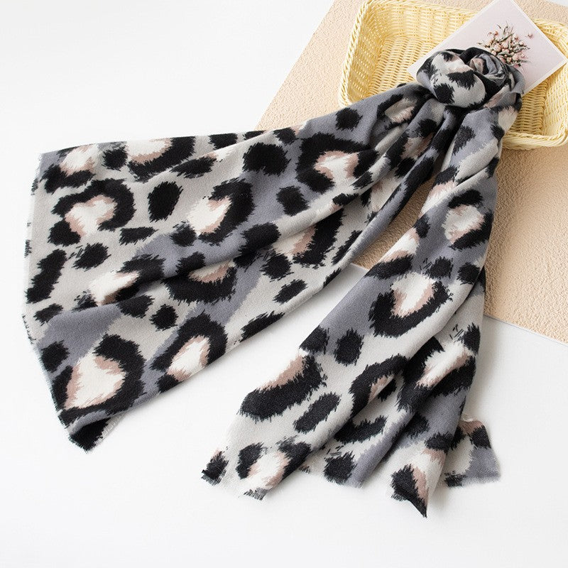 Thalia Leopard Cashmere-Feel Scarf