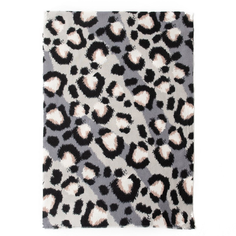 Thalia Leopard Cashmere-Feel Scarf