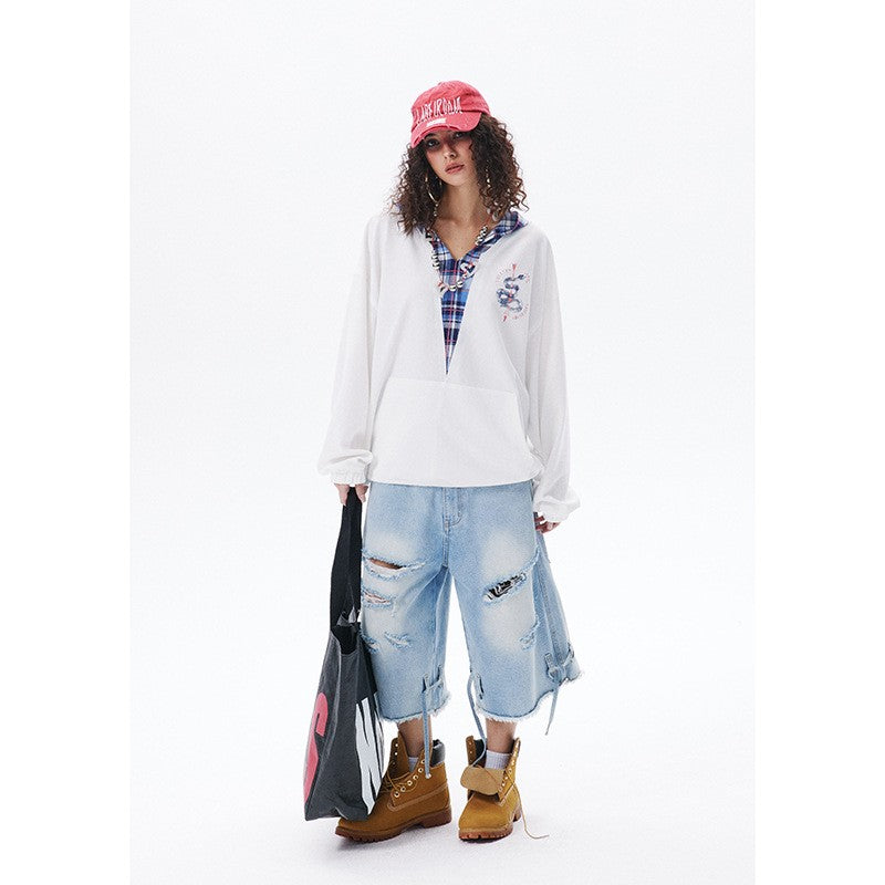 Yurina Layered Plaid Hoodie