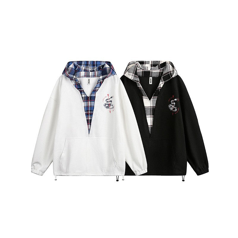 Yurina Layered Plaid Hoodie
