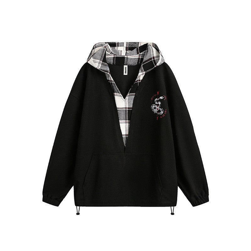 Yurina Layered Plaid Hoodie